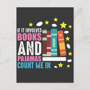 Funny Bookworm Pajama and Book Lover Postcard