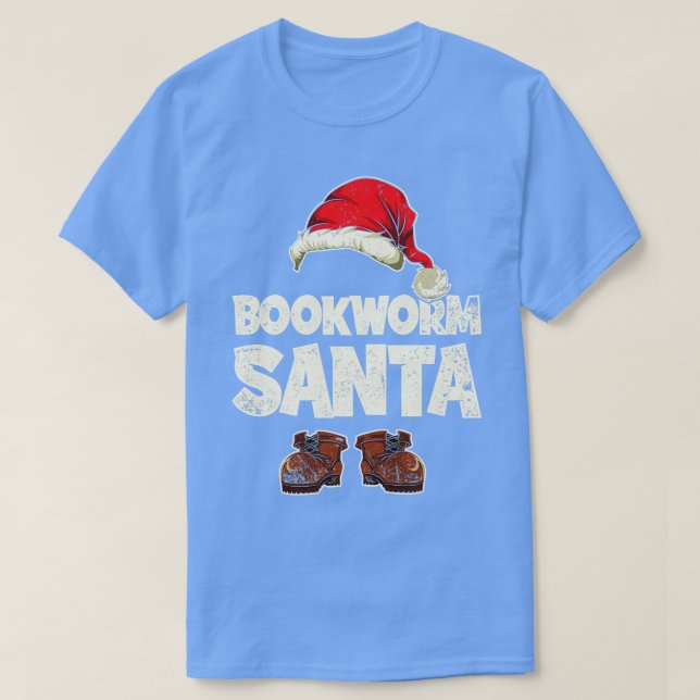 Funny Bookworm Santa T-Shirt (Design Front)