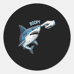 Funny boop shark meme humor nose touch classic round sticker
