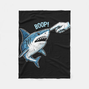 Funny boop shark meme humor nose touch fleece blanket