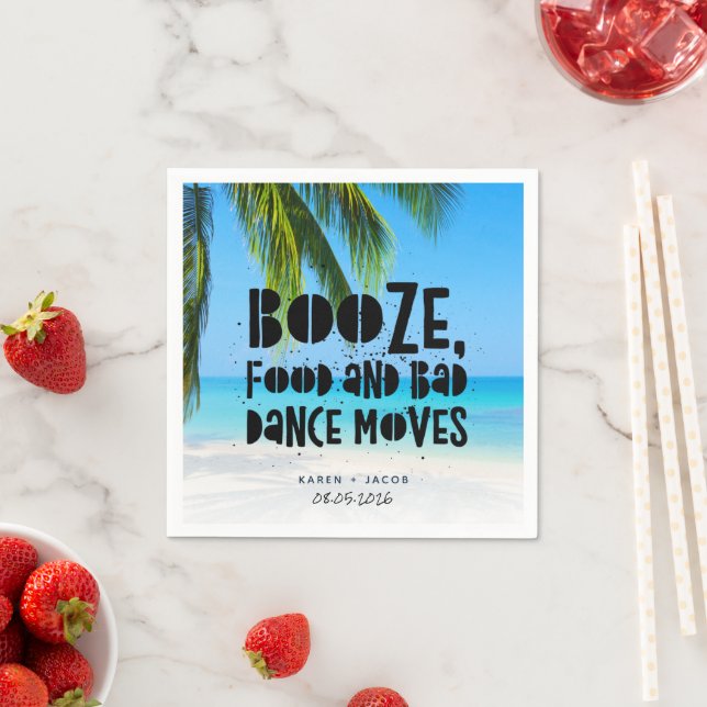 Funny Booze Bad Dance Moves Beach Wedding Napkins (Insitu)