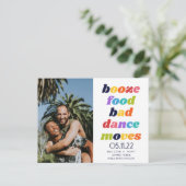 Funny Booze, Food, Bad Dance Moves Gay Photo  Announcement Postcard (Standing Front)