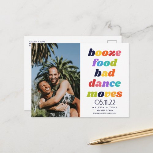 Funny Booze Food Bad Dance Moves Gay Photo  Announcement Postcard