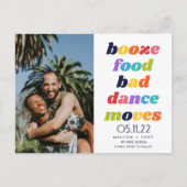 Funny Booze, Food, Bad Dance Moves Gay Photo  Announcement Postcard (Front)