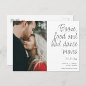 Funny Booze Food Bad Dance Moves Save the Date Announcement Postcard (Front/Back)