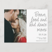 Funny Booze Food Bad Dance Moves Save the Date Announcement Postcard (Front)