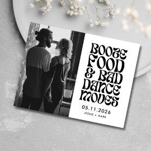 Funny Booze, Food, Bad Dance Moves Save the Date Announcement Postcard