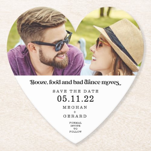 Funny Booze Food Bad Dance Moves Save the Date Paper Coaster