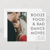 Funny Booze, Food, Bad Dance Moves Save the Dates Announcement Postcard (Front/Back)