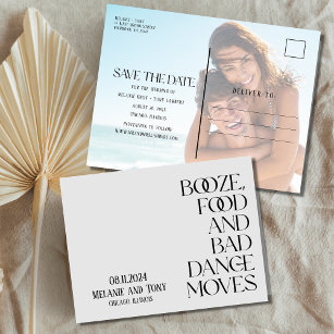 Funny Booze Food Photo Wedding Save the Date Announcement Postcard