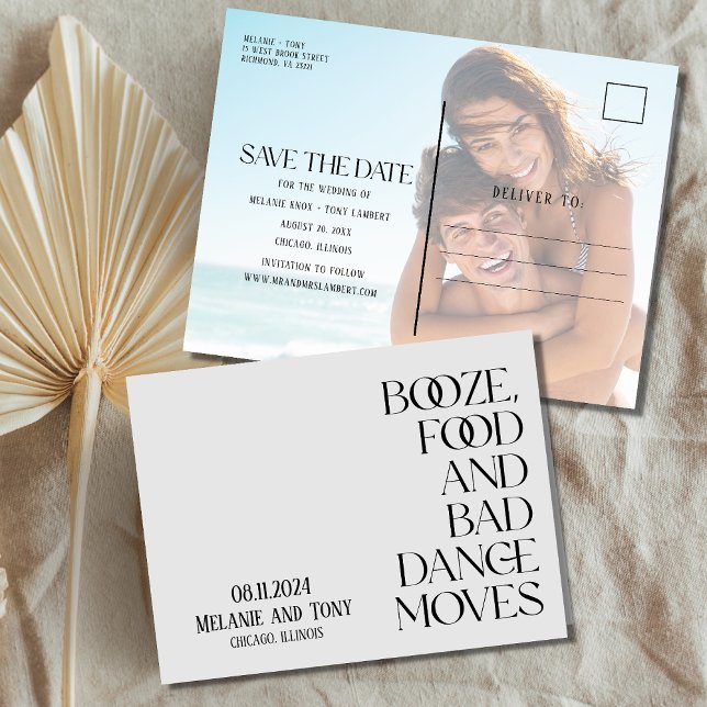 Funny Booze Food Photo Wedding Save the Date Announcement Postcard (Creator Uploaded)