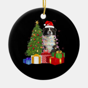 Funny Border Collie Christmas Tree Merry Christmas Ceramic Ornament