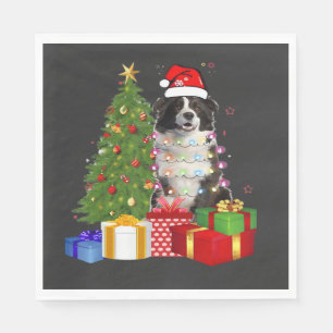 Funny Border Collie Christmas Tree Merry Christmas Napkins