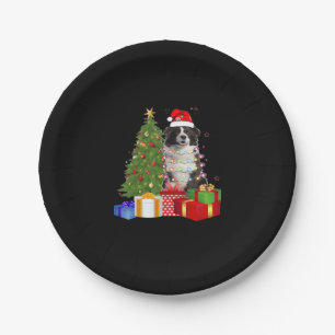 Funny Border Collie Christmas Tree Merry Christmas Paper Plates