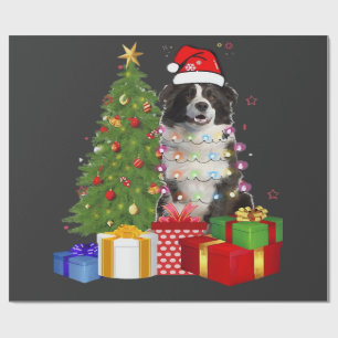 Funny Border Collie Christmas Tree Merry Christmas Wrapping Paper