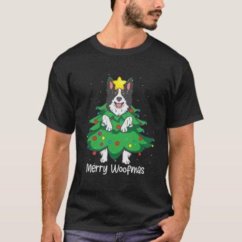 Funny Border Collie Christmas Tree Ornament Dog Mo T_Shirt