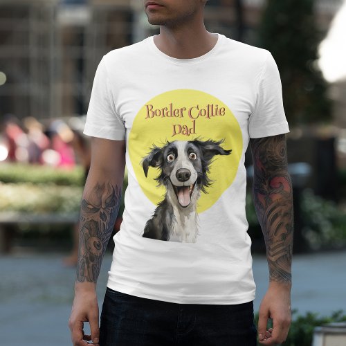 Funny Border Collie Dad Dog Illustration T_Shirt