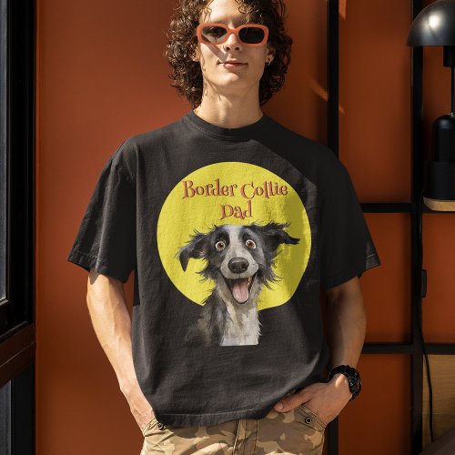 Funny Border Collie Dad Dog Illustration T_Shirt