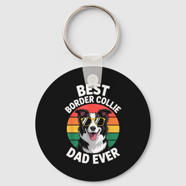 Funny Border Collie Design For Men Dad Border Coll Keychain (Front)