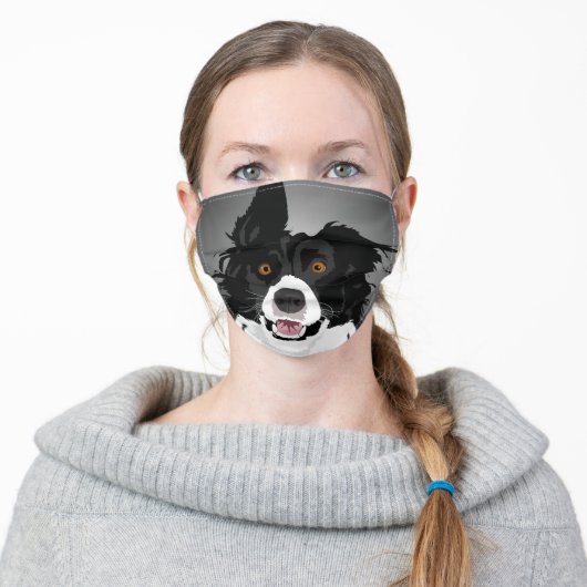 Funny Border Collie Dog Adult Cloth Face Mask (Worn)