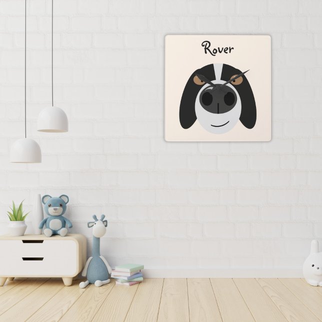 Funny border collie dog cartoon square wall clock (Creator Uploaded)