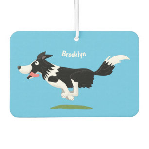Funny Border Collie dog running cartoon Air Freshener