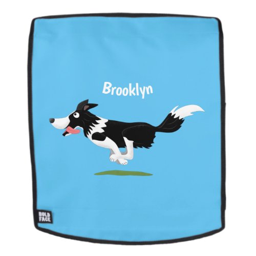 Funny Border Collie dog running cartoon Backpack
