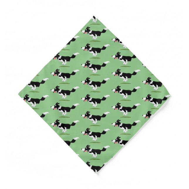 Funny Border Collie dog running cartoon Bandana (Front)