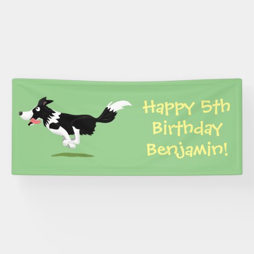 Funny Border Collie dog running cartoon Banner