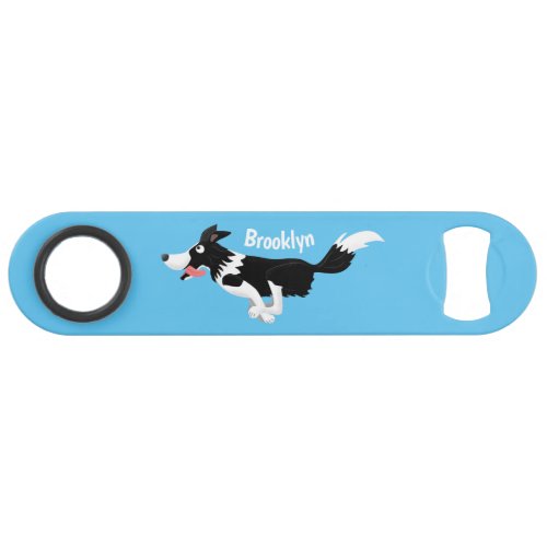 Funny Border Collie dog running cartoon Bar Key