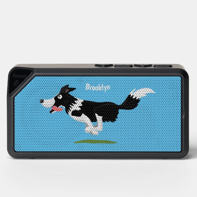 Funny Border Collie dog running cartoon Bluetooth Speaker (Front)