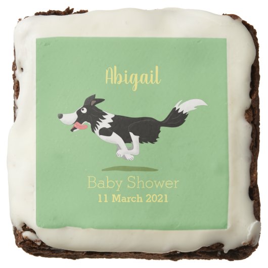 Funny Border Collie dog running cartoon Brownie (Front)