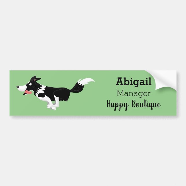 Funny Border Collie dog running cartoon Bumper Sticker (Front)