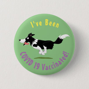 Funny Border Collie dog running cartoon Button