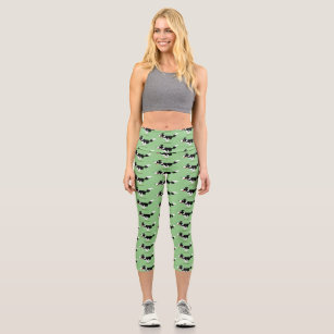 Border Collie Dog Print Capris Leggings Ivory Border Collie Dog Print Capris Leggings Ivory