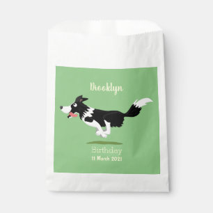 Funny Border Collie dog running cartoon Favor Bag
