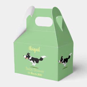 Funny Border Collie dog running cartoon Favor Boxes