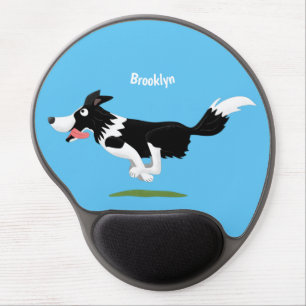 Funny Border Collie dog running cartoon Gel Mouse Pad