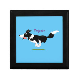 Funny Border Collie dog running cartoon Gift Box