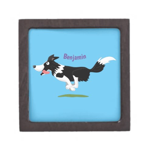 Funny Border Collie dog running cartoon Gift Box