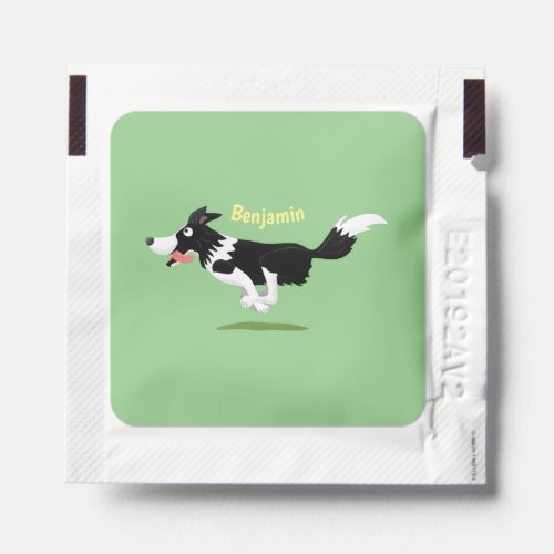 Funny Border Collie dog running cartoon Hand Sanitizer Packet