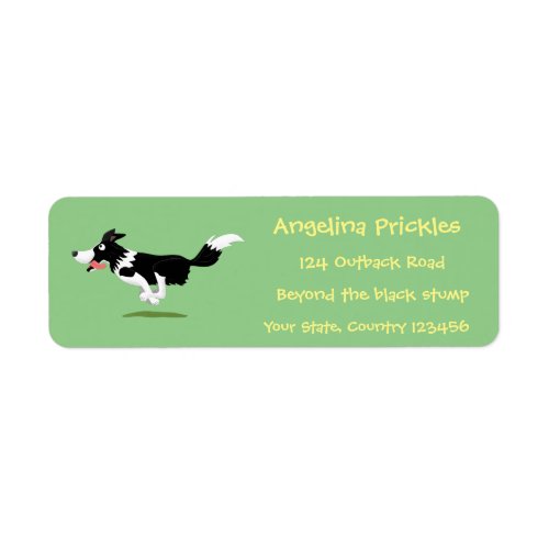 Funny Border Collie dog running cartoon Label