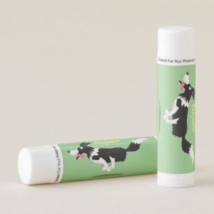 Funny Border Collie dog running cartoon Lip Balm