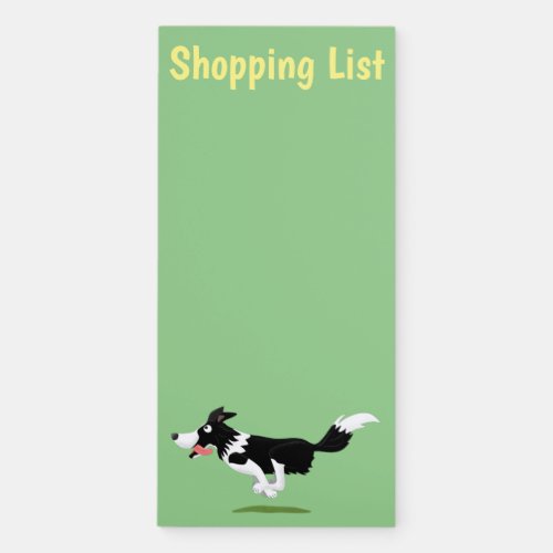 Funny Border Collie dog running cartoon Magnetic Notepad