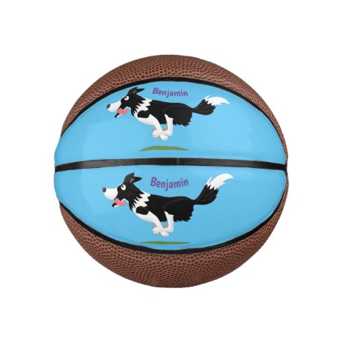 Funny Border Collie dog running cartoon Mini Basketball