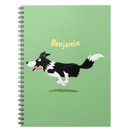 Funny Border Collie dog running cartoon  Notebook