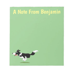 Funny Border Collie dog running cartoon Notepad
