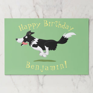 Funny Border Collie dog running cartoon Paper Pad