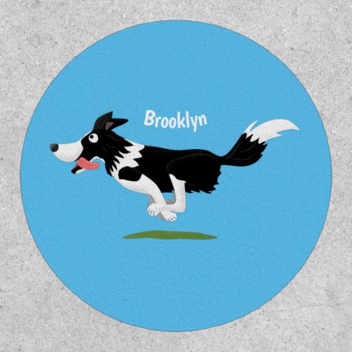 Funny Border Collie dog running cartoon Patch