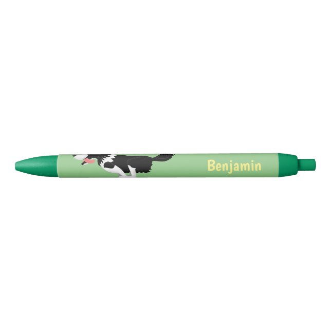 Funny Border Collie dog running cartoon Pen (Front)